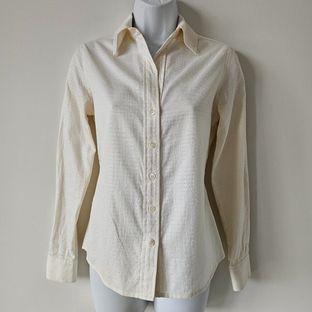 BANANA REPUBLIC Ivory White Cotton Sheen Button Shirt XS